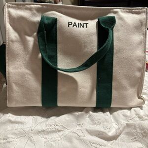 Canvas Tote Bag with Green Straps